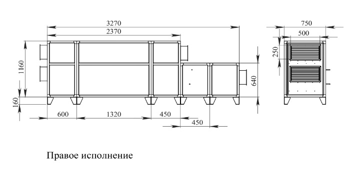 Габаритные и присоединительные размеры 2000 Lux RP F PB